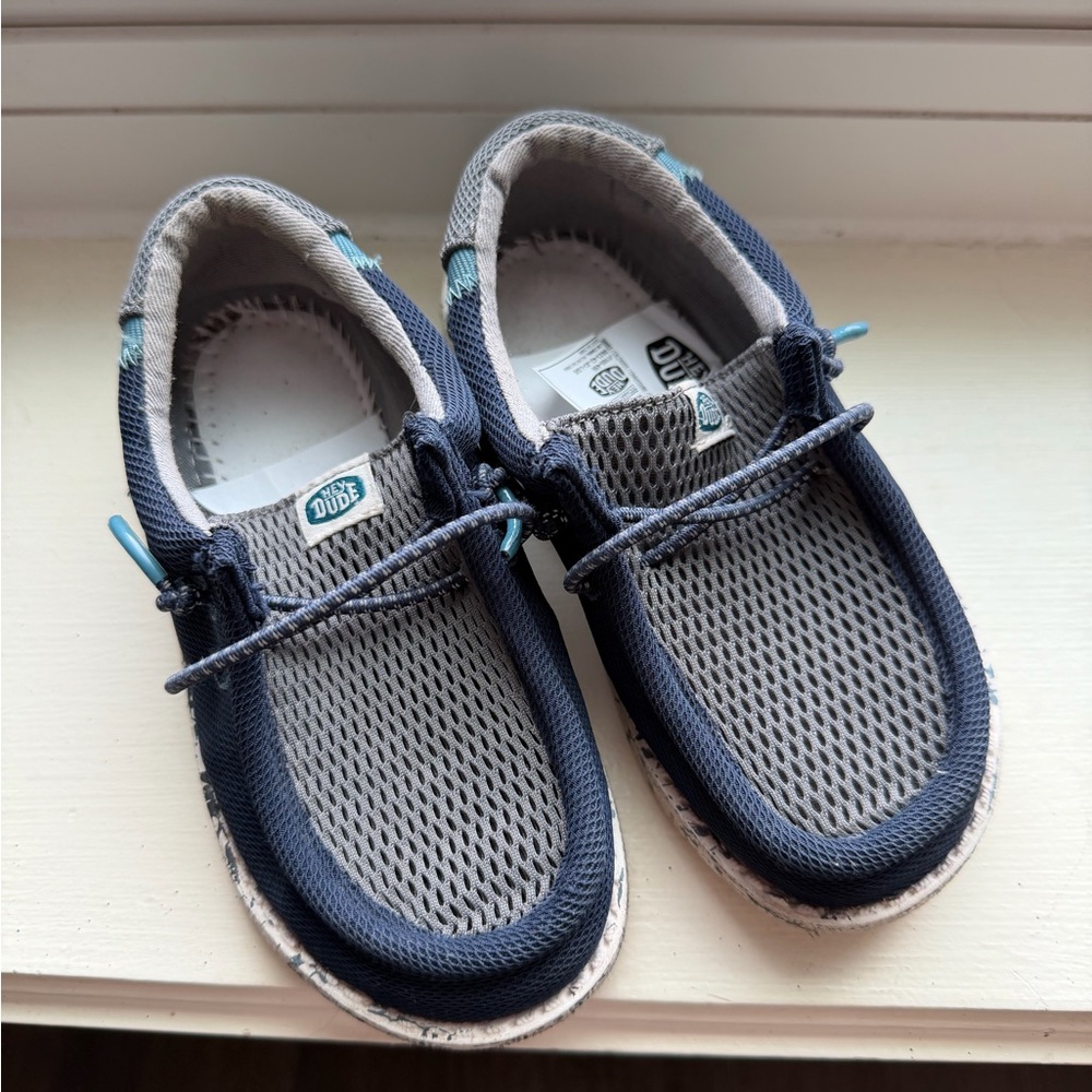 Hey Dude Kids Wally Summer Mesh Navy/Charcoal Slip On Shoes
